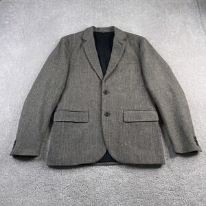 Gap Sport Coat Mens Small Grey Wool Blend Herringbone Tweed Jacket Blazer
